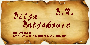 Milja Maljoković vizit kartica